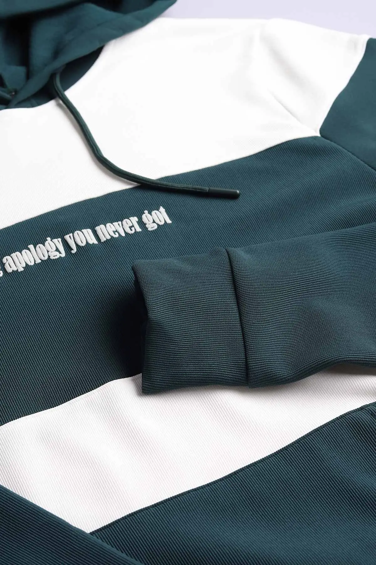 Yeşil Beyaz Cep Detaylı Yazılı Kapüşonlu Erkek Sweatshirt 396162