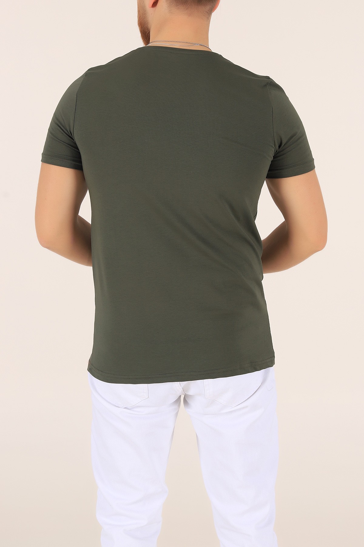 Yeşil Düz Kesim Basic Erkek Tişört 169575