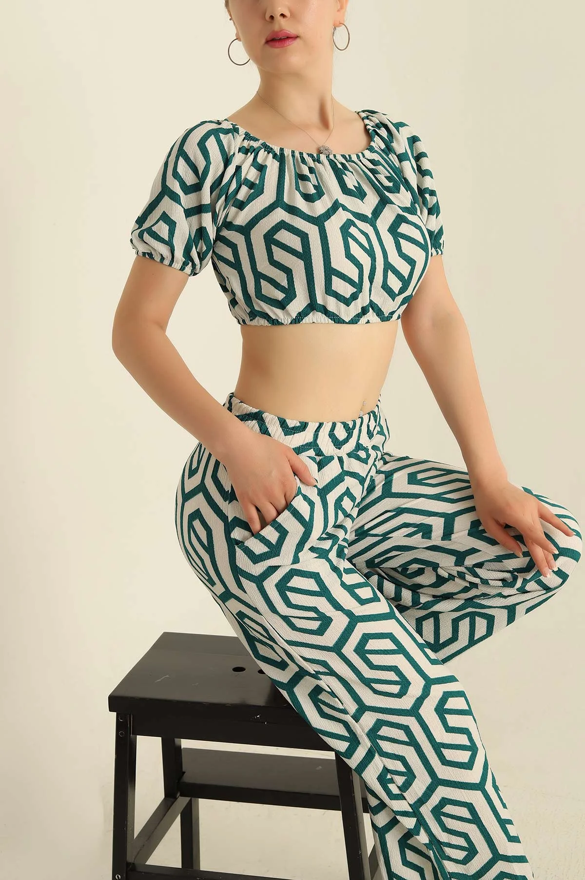 Yeşil Bluz Pantolon İkili Takım 254862