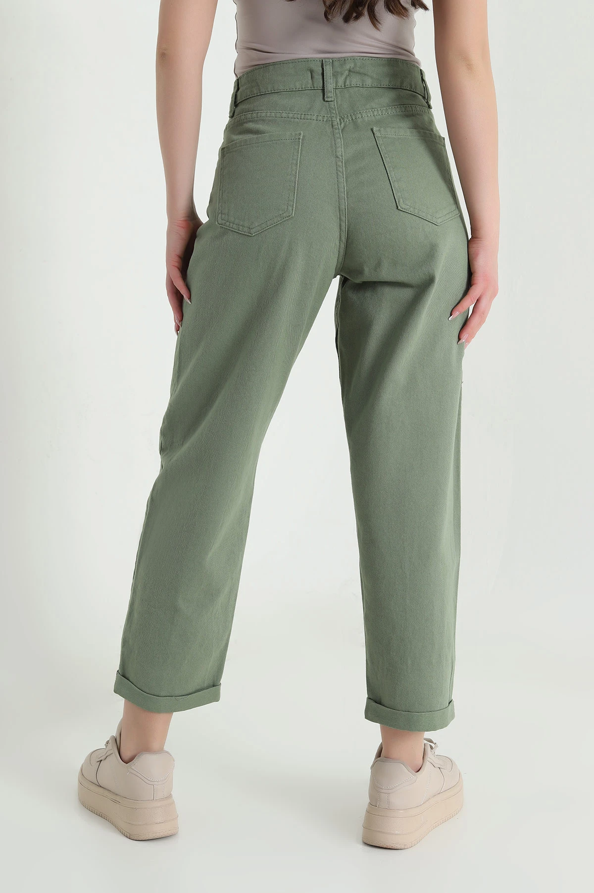 Yeşil Cep Detay Gabardin Kadın Pantolon 454916
