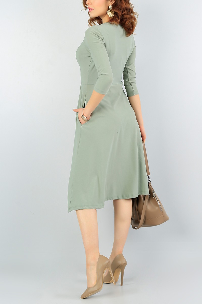 Yeşil Cepli Tasarım Elbise 58000