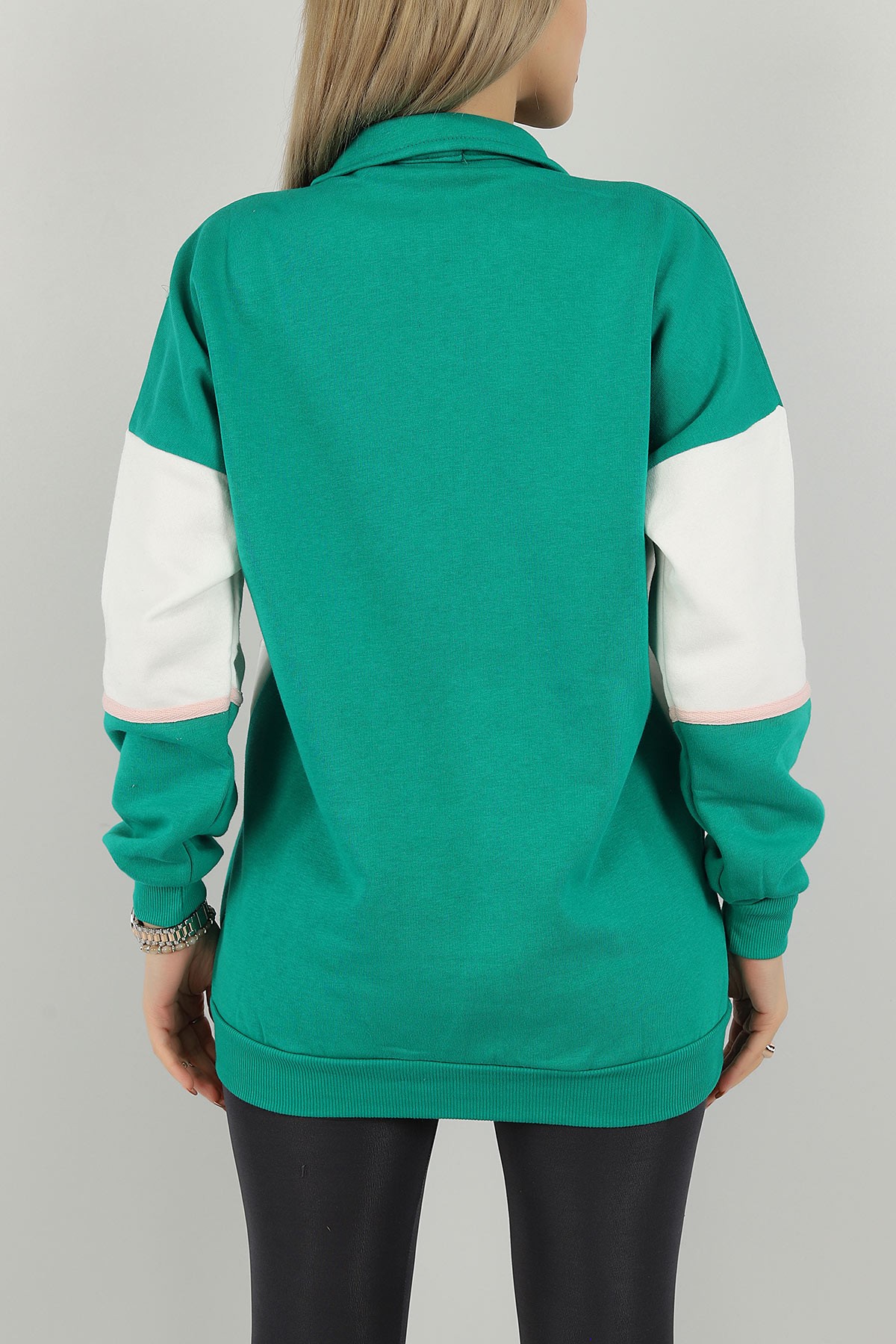 Yeşil Fermuarlı Bayan Şardonlu Sweat 144712