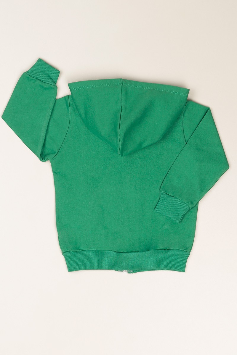 Yeşil Fermuarlı Kapüşonlu Erkek Çocuk Sweat 77109