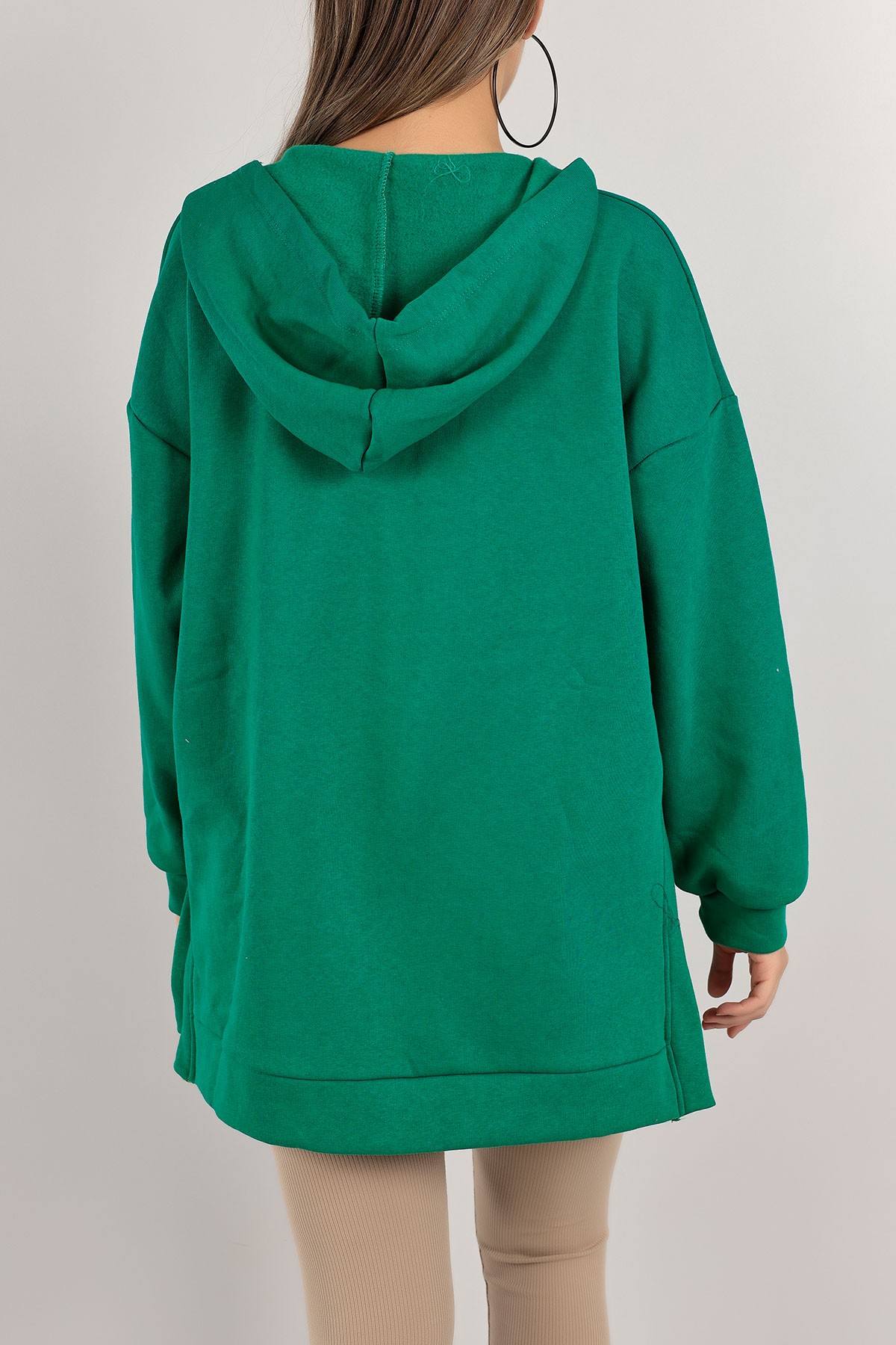 Yeşil Fermuarlı Üç İp Şardonlu Sweat 143391