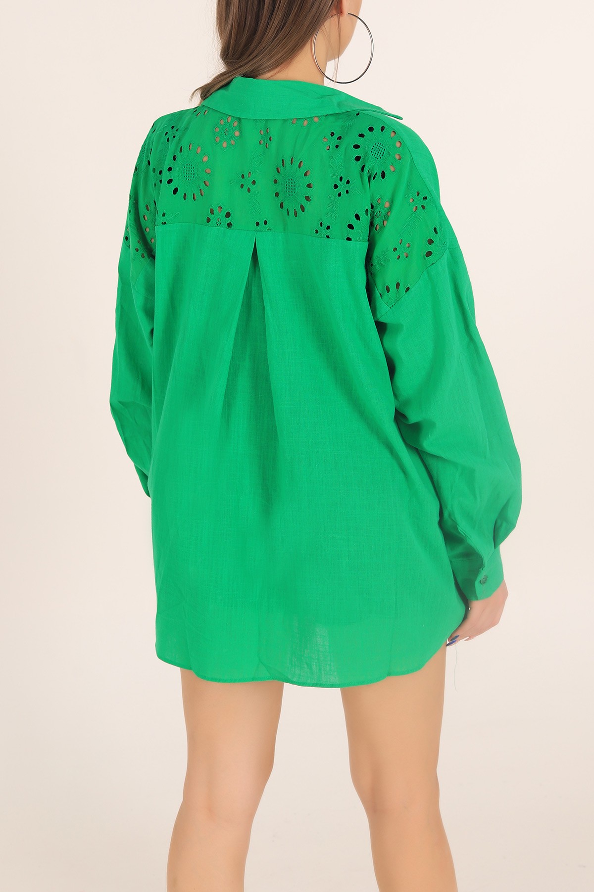 Yeşil Fisto Tasarım Keten Gömlek 168239
