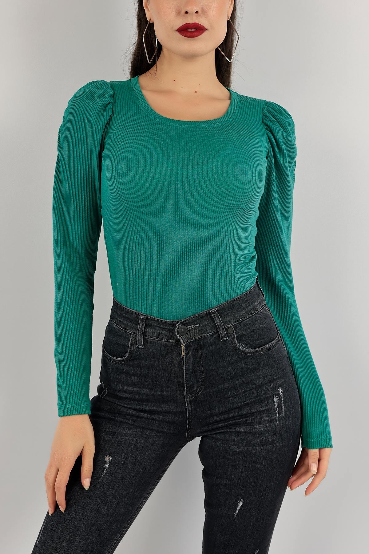 Yeşil Fitilli Likralı Bluz 135145