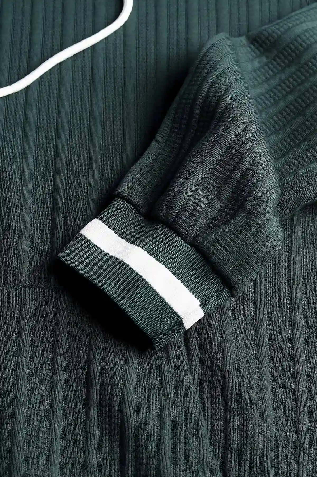 Yeşil Fitilli Yazı Detaylı Kapüşonlu Erkek Sweatshirt 396198