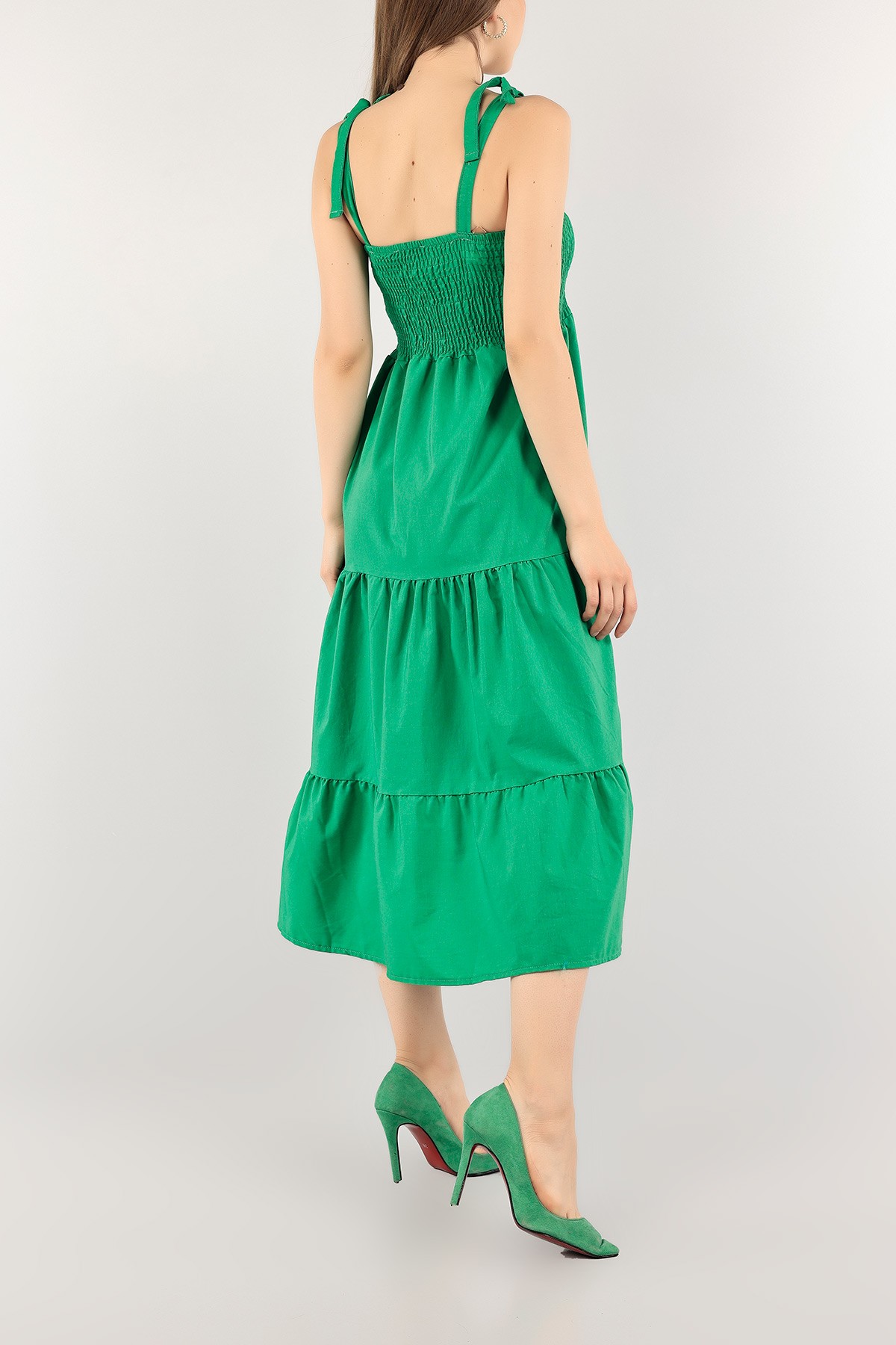 Yeşil Gipeli Poplin Elbise 115582
