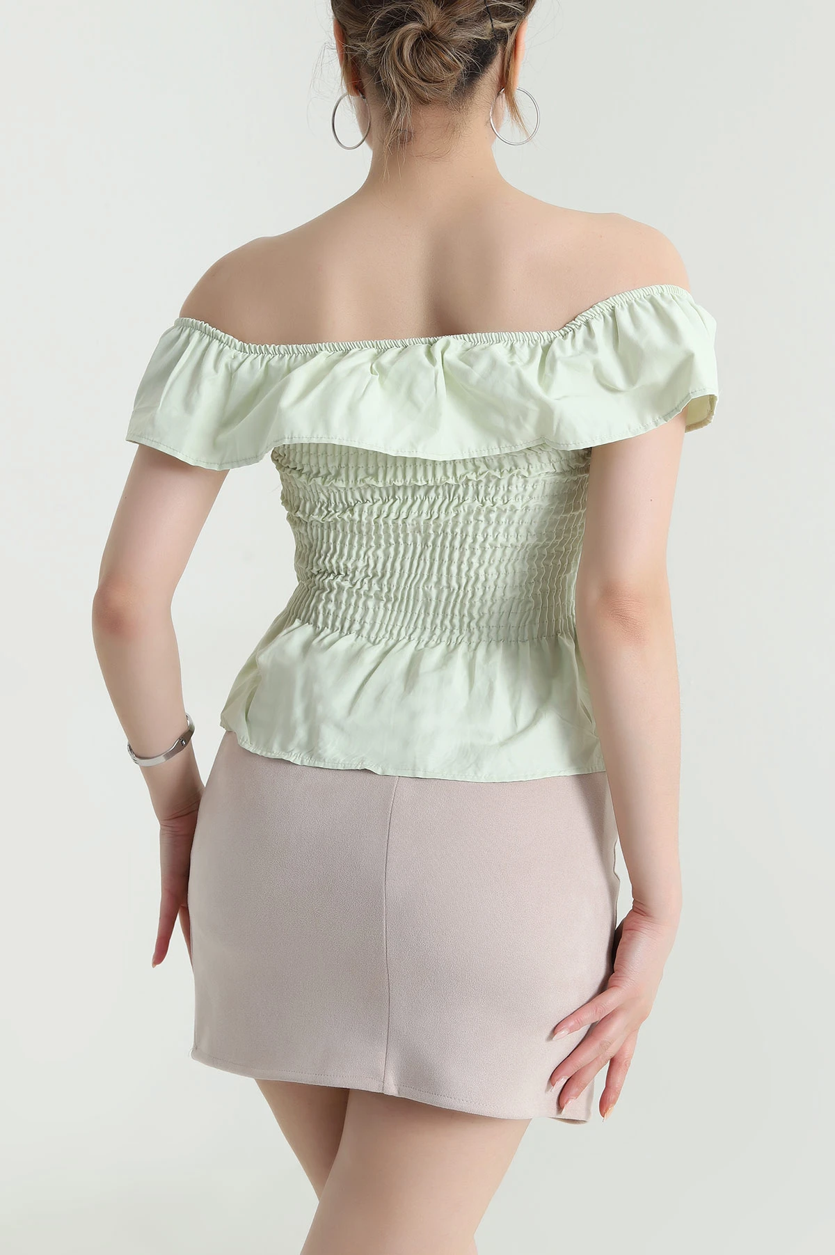 Yeşil Gipeli Poplin Kadın Bluz 473561