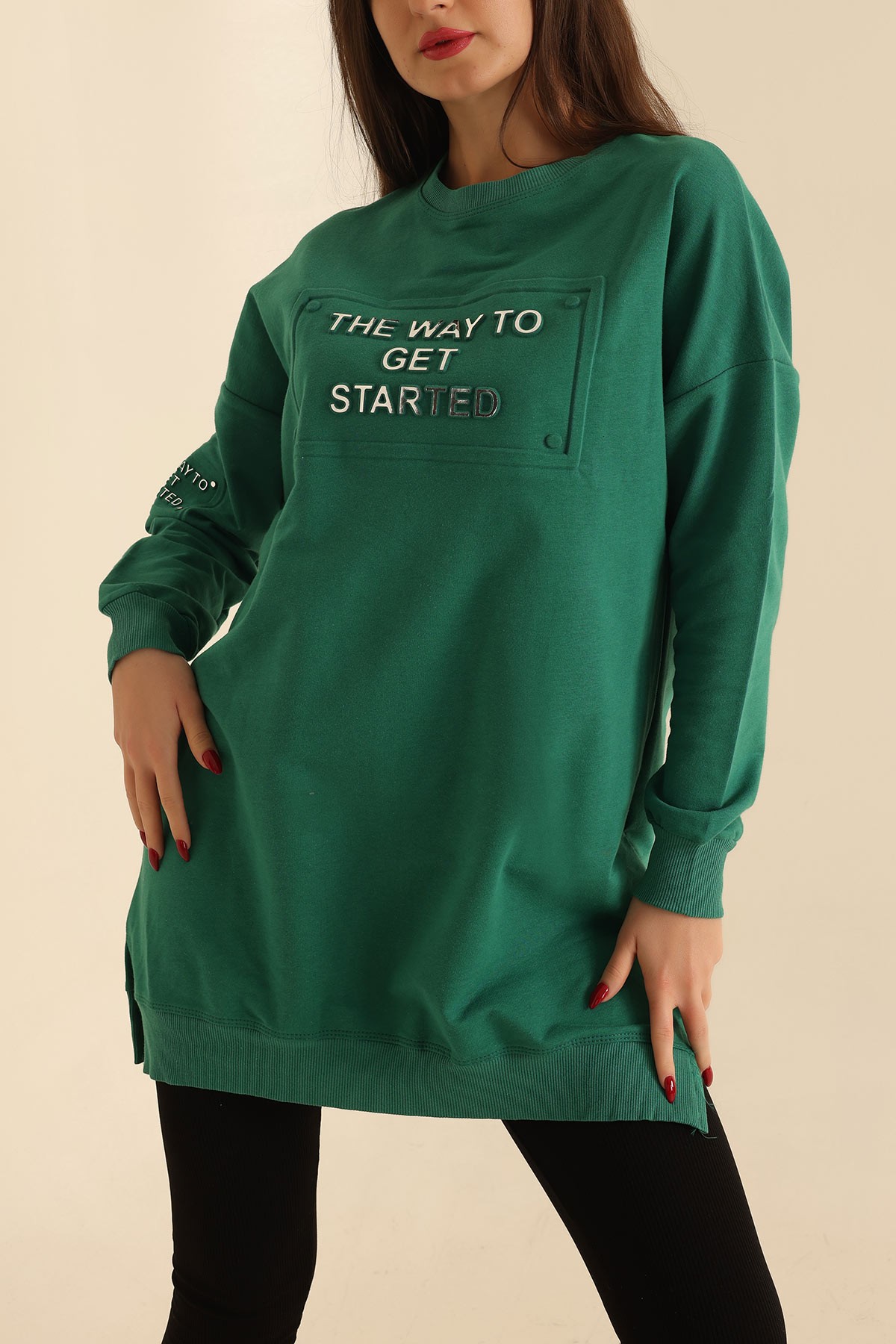 Yeşil Gofre Baskılı İki İp Sweat 213129