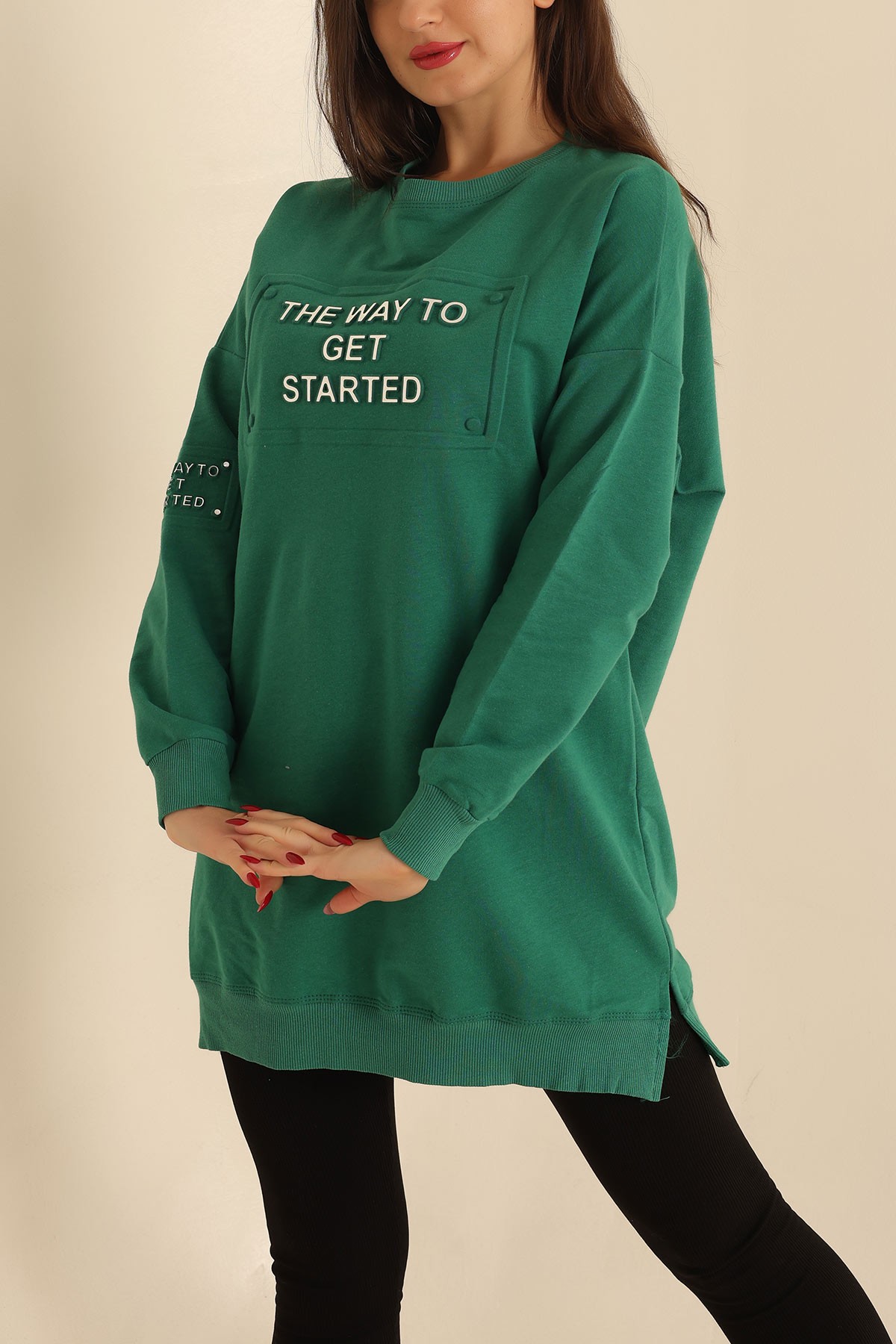 Yeşil Gofre Baskılı İki İp Sweat 213129