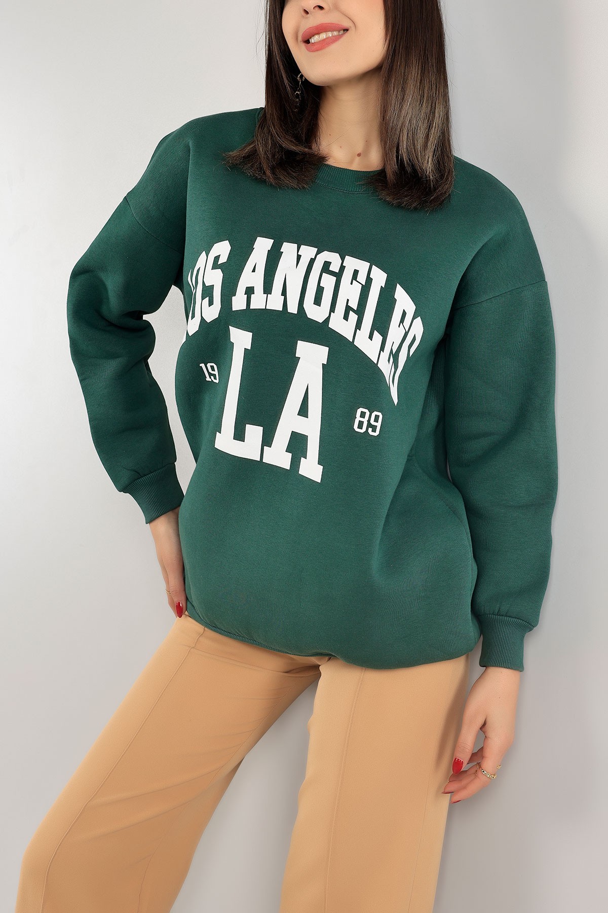 Yeşil İçi Şardonlu Baskılı Bayan Sweat 139521