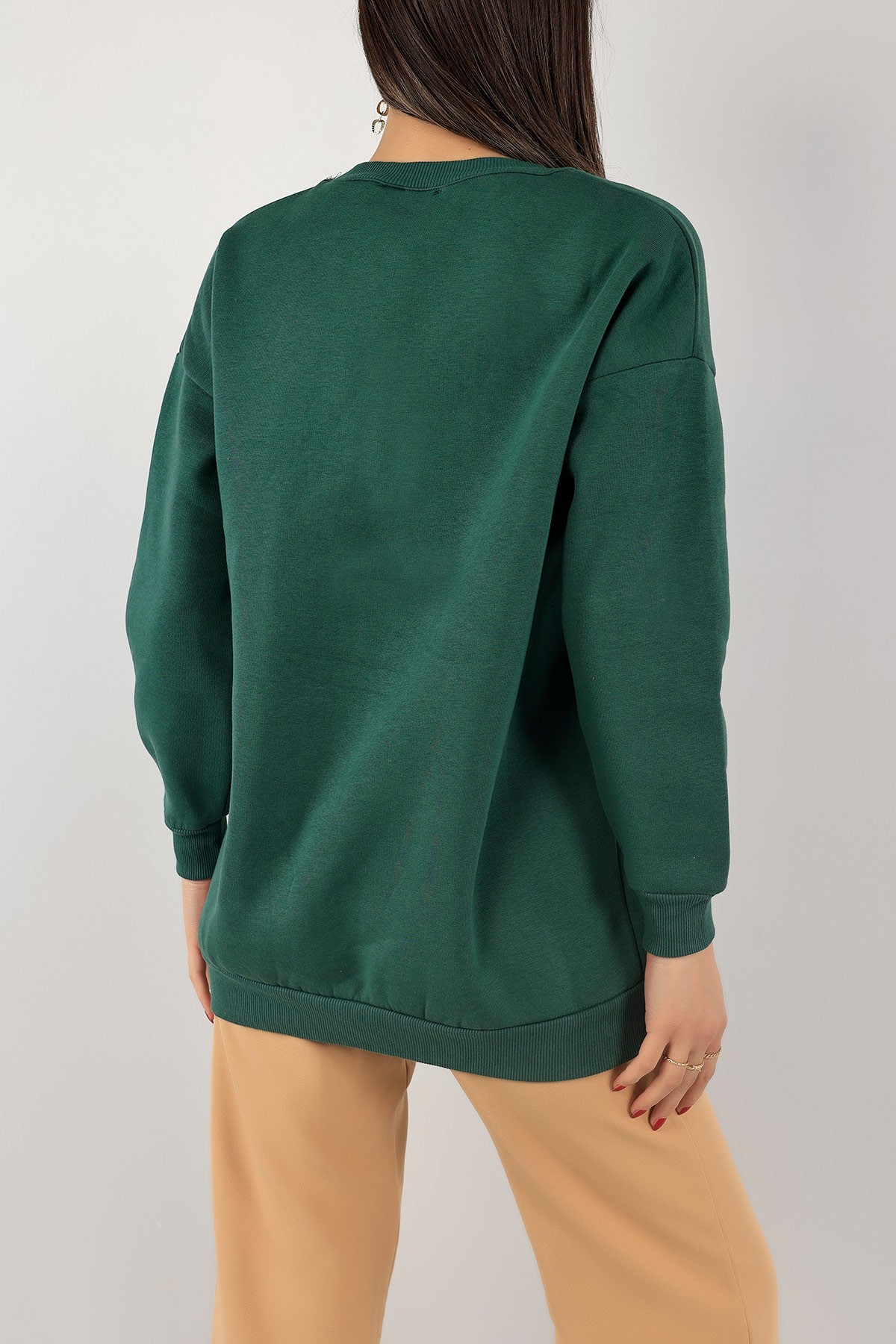 Yeşil İçi Şardonlu Baskılı Bayan Sweat 139521