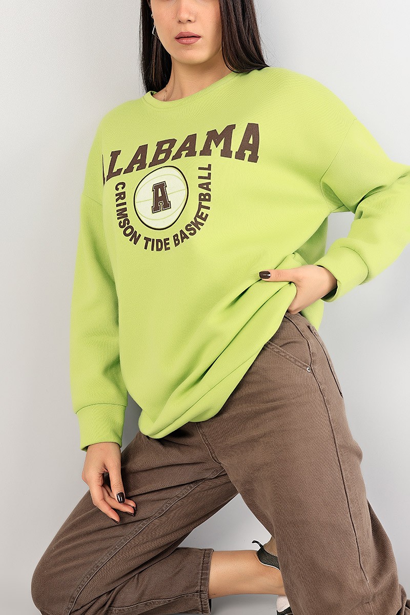 Yeşil İçi Şardonlu Baskılı Bayan Sweat 85029