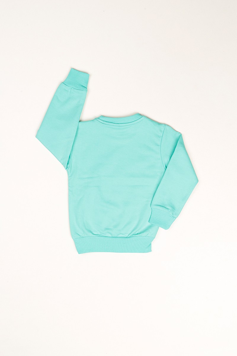 Yeşil İçi Şardonlu Baskılı Kız Çocuk Sweat 80746