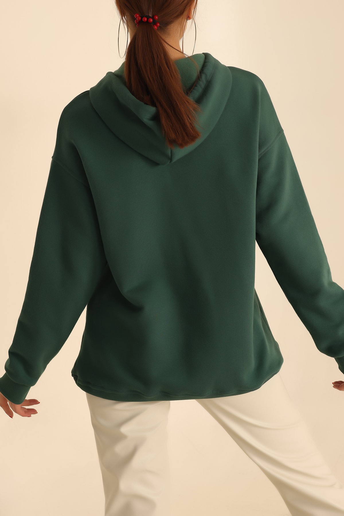 Yeşil İçi Şardonlu Kanguru Cep Sweat 211553