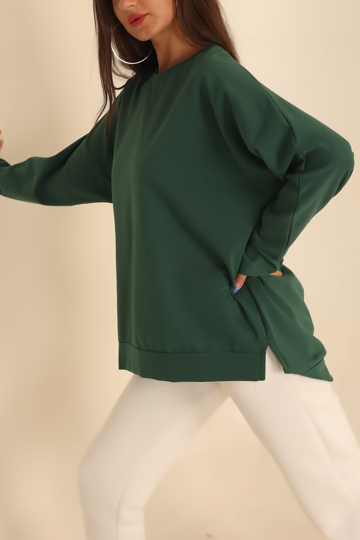 Yeşil İki İp Bayan Sweat Tunik 203869
