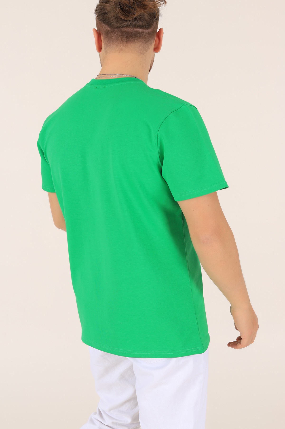 Yeşil İki İp Oversize Erkek Tişört 163495