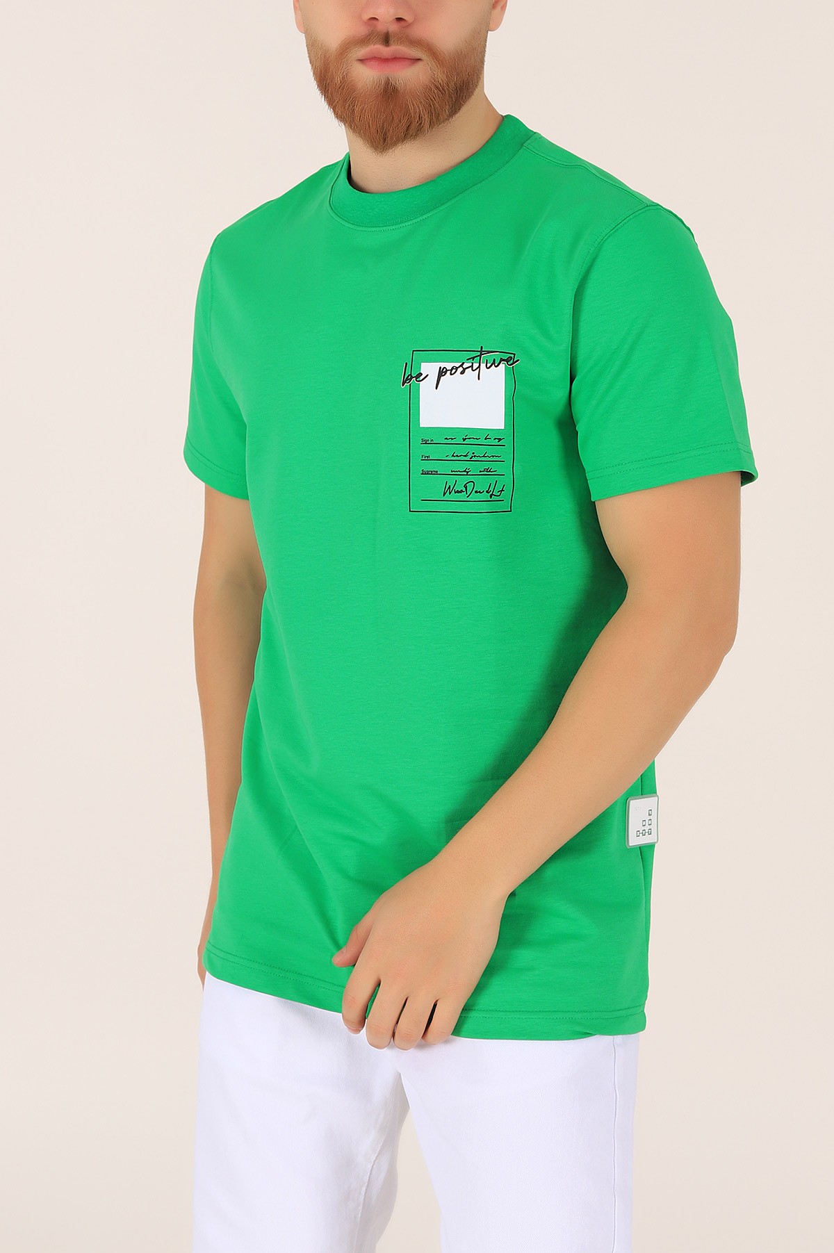 Yeşil İki İp Oversize Erkek Tişört 163556