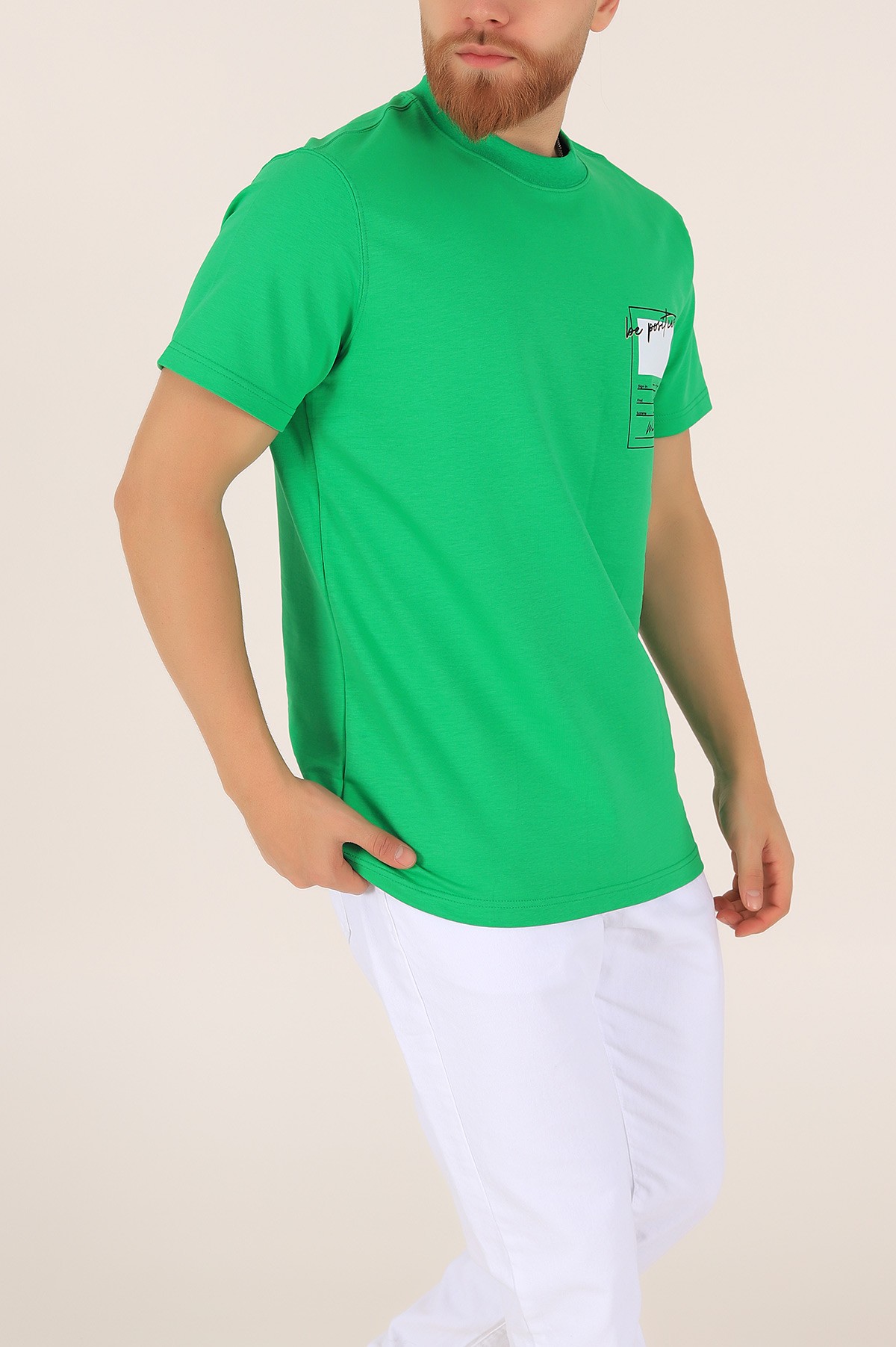 Yeşil İki İp Oversize Erkek Tişört 163556