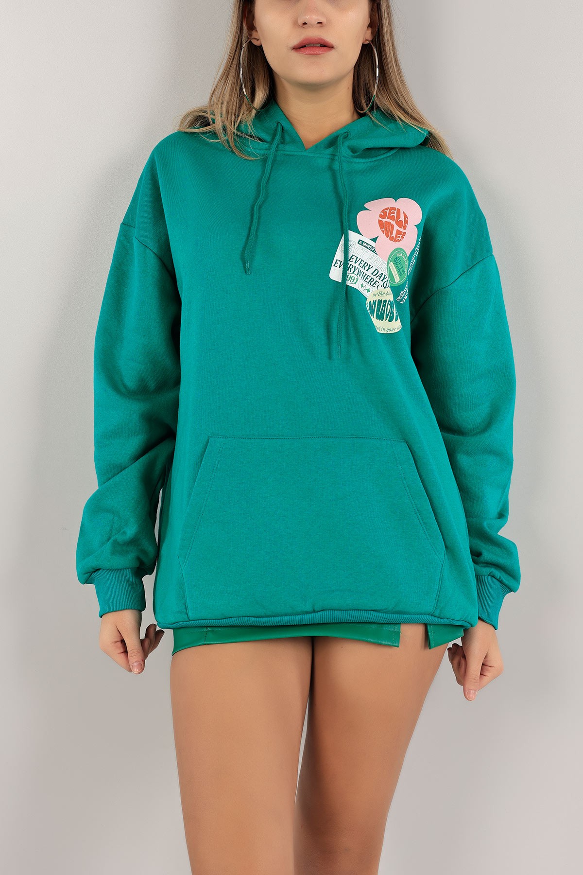 Yeşil Kanguru Cep İçi Şardonlu Sweat 138933