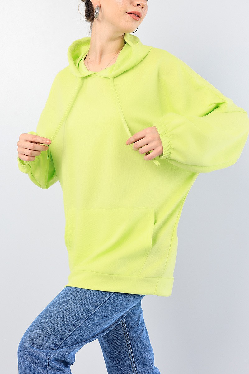 Yeşil kapüşonlu Cepli Sweat Tunik 76282