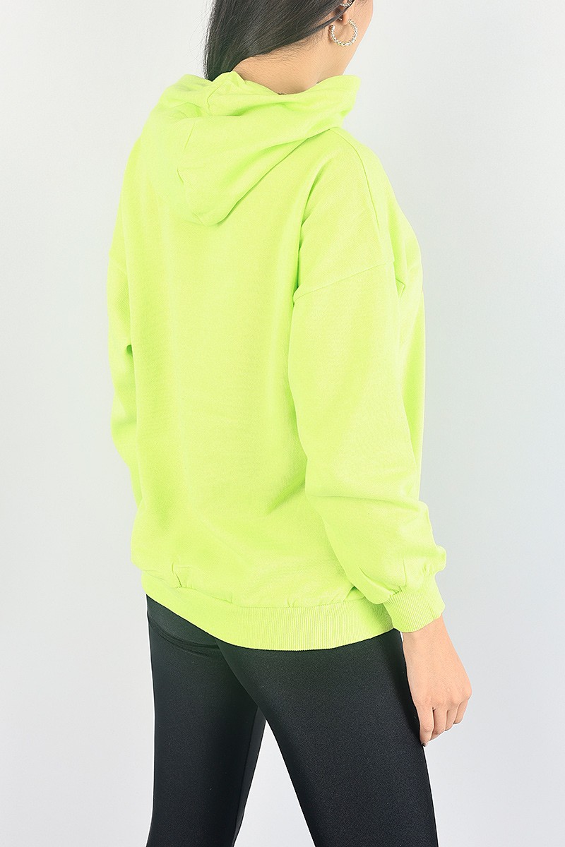 Yeşil Kapüşonlu Şardonlu Bayan Sweat 88355