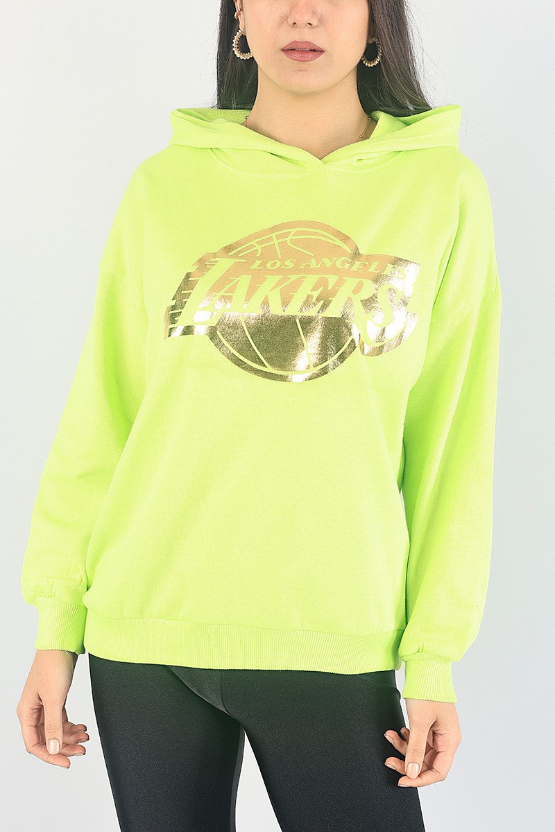 Yeşil Kapüşonlu Şardonlu Bayan Sweat 88355