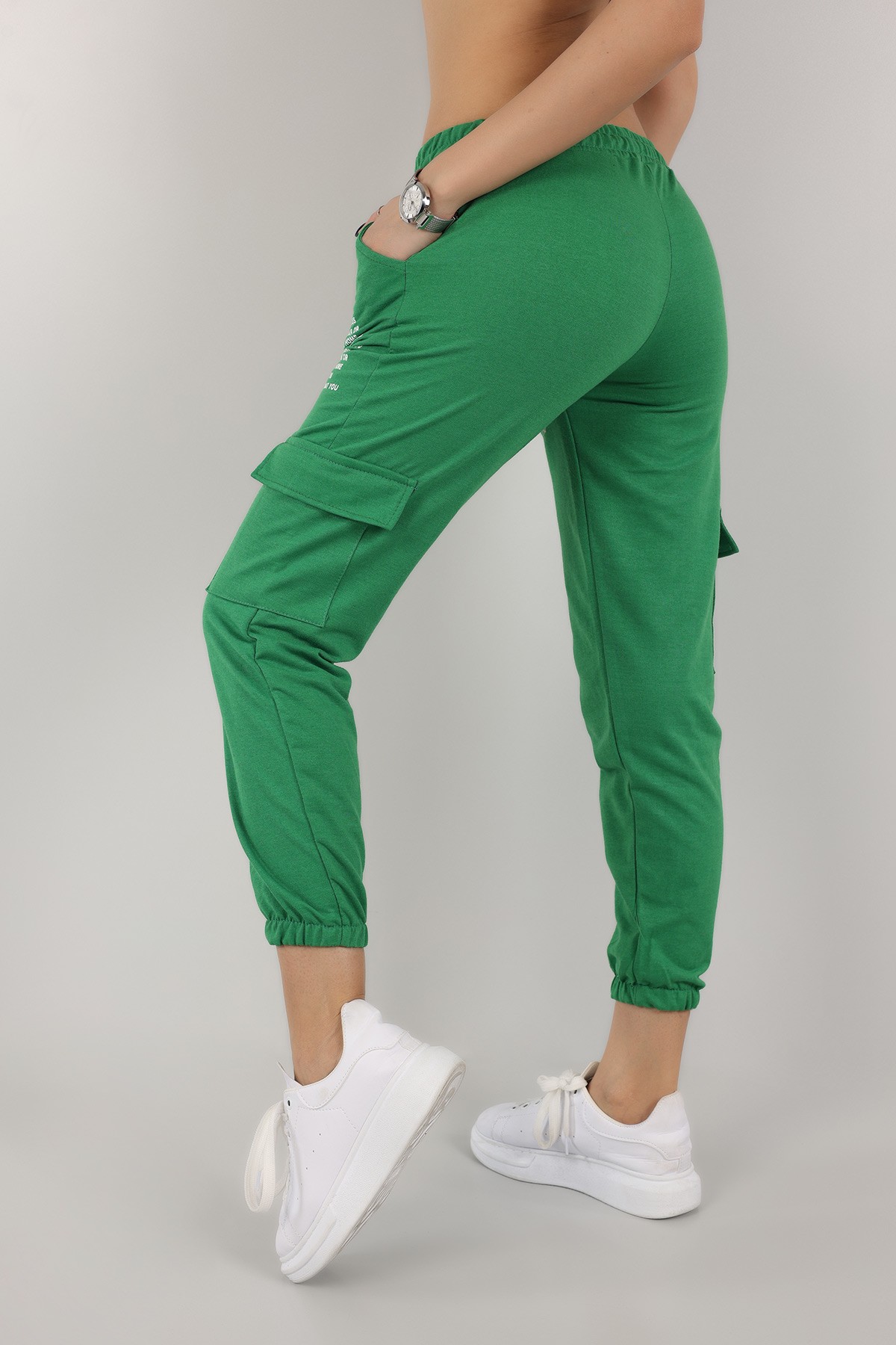 Yeşil Kargo Cepli Bayan Eşofman Altı 155631