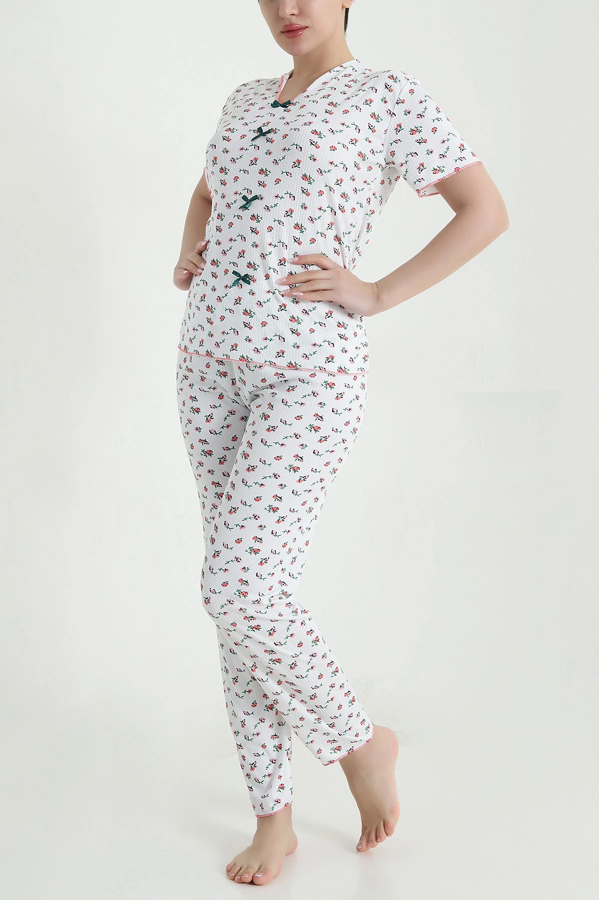 Yeşil Kaşkorse Kadın Pijama Takımı 460462