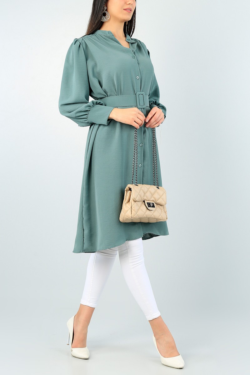 Yeşil Kemerli Aerobin Kumaş Tunik 60988