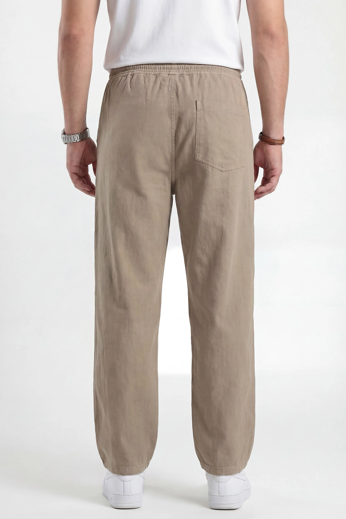 Yeşil Keten Baggy Kargo Cepli Erkek Pantolon 456101