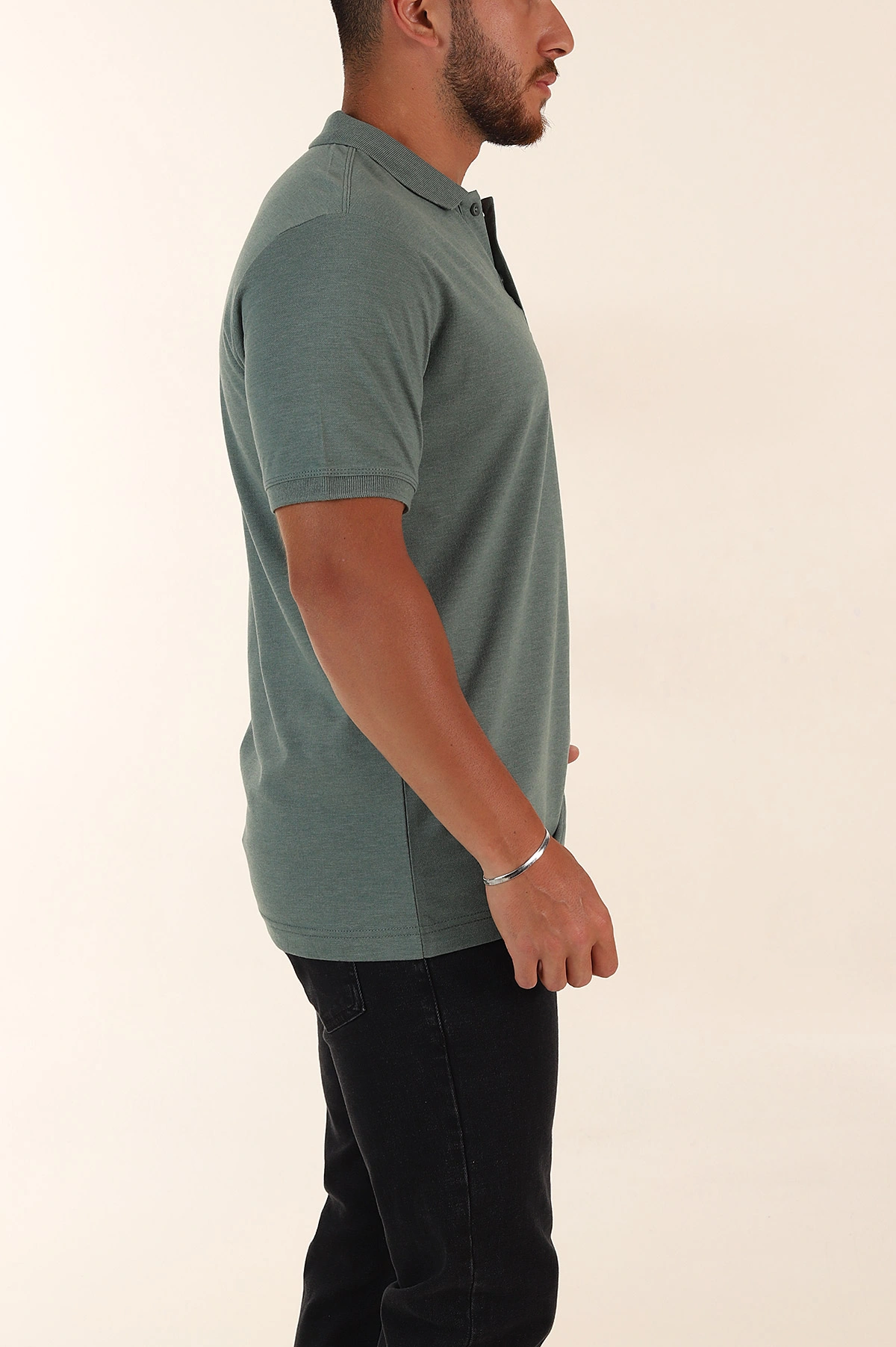 Yeşil Kırçıllı Regular Fit Basic Polo Yaka Erkek Tişört 372076