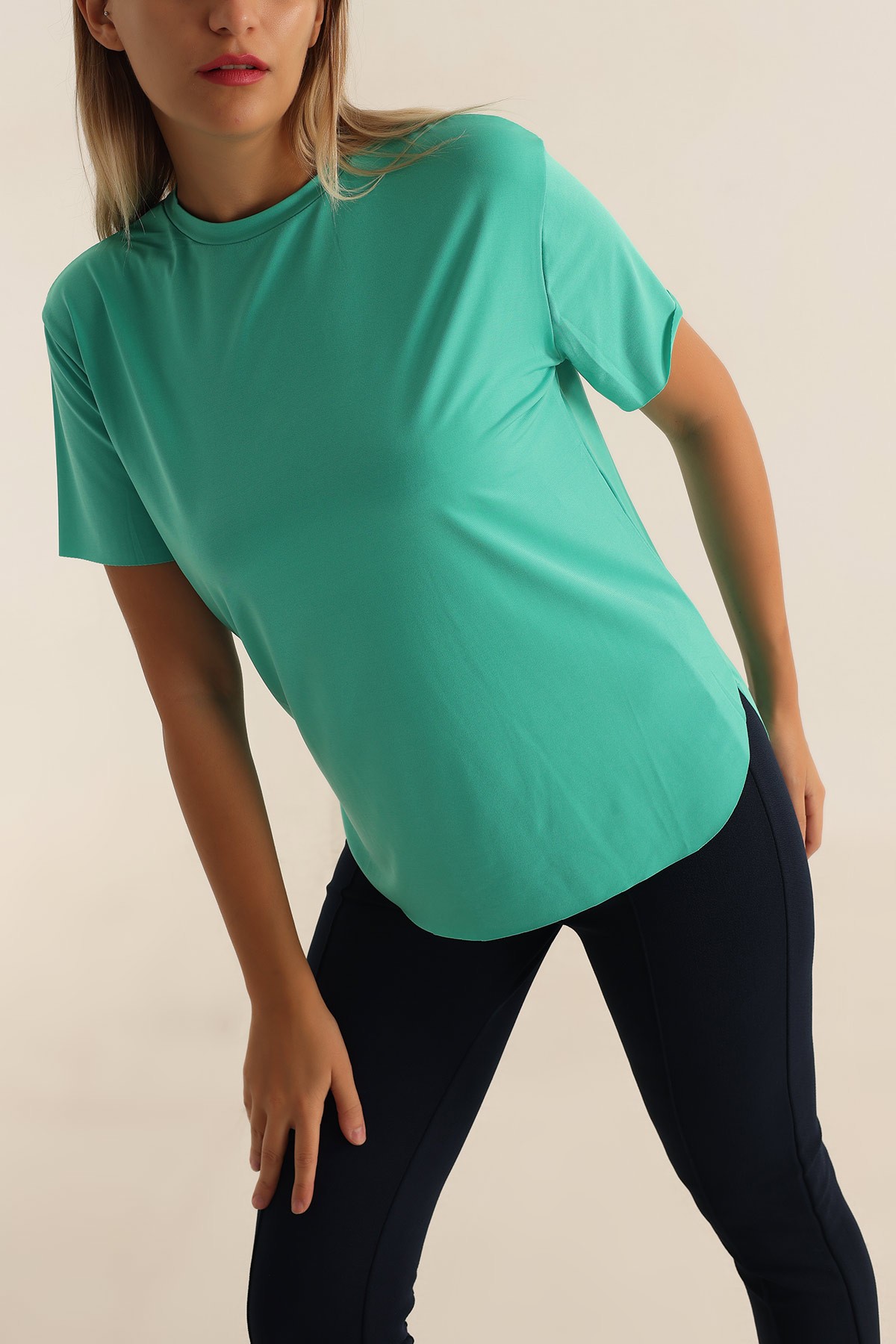 Yeşil Lazer Kesim Sandy Bluz 194993