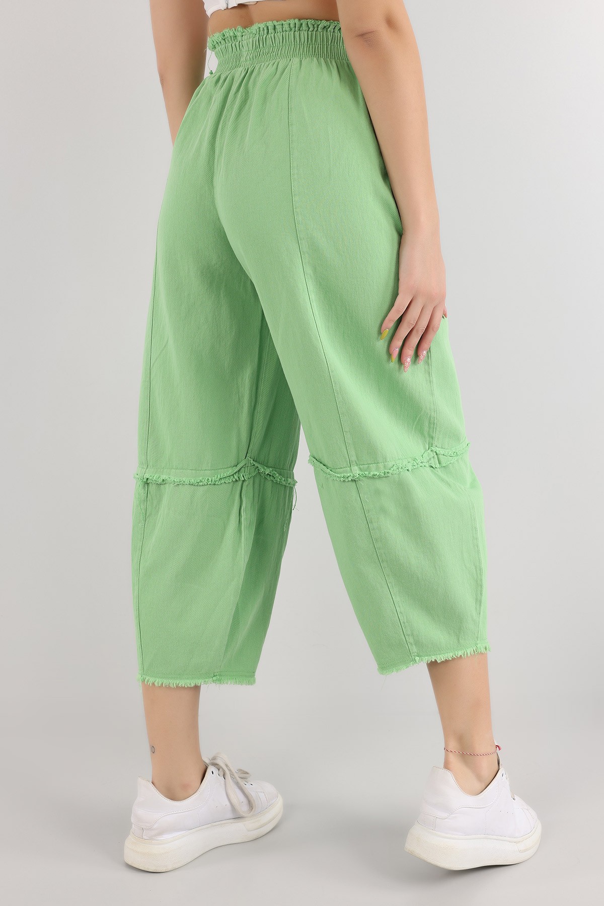 Yeşil Lazer Kesimli Gabardin Şalvar Pantolon 168615