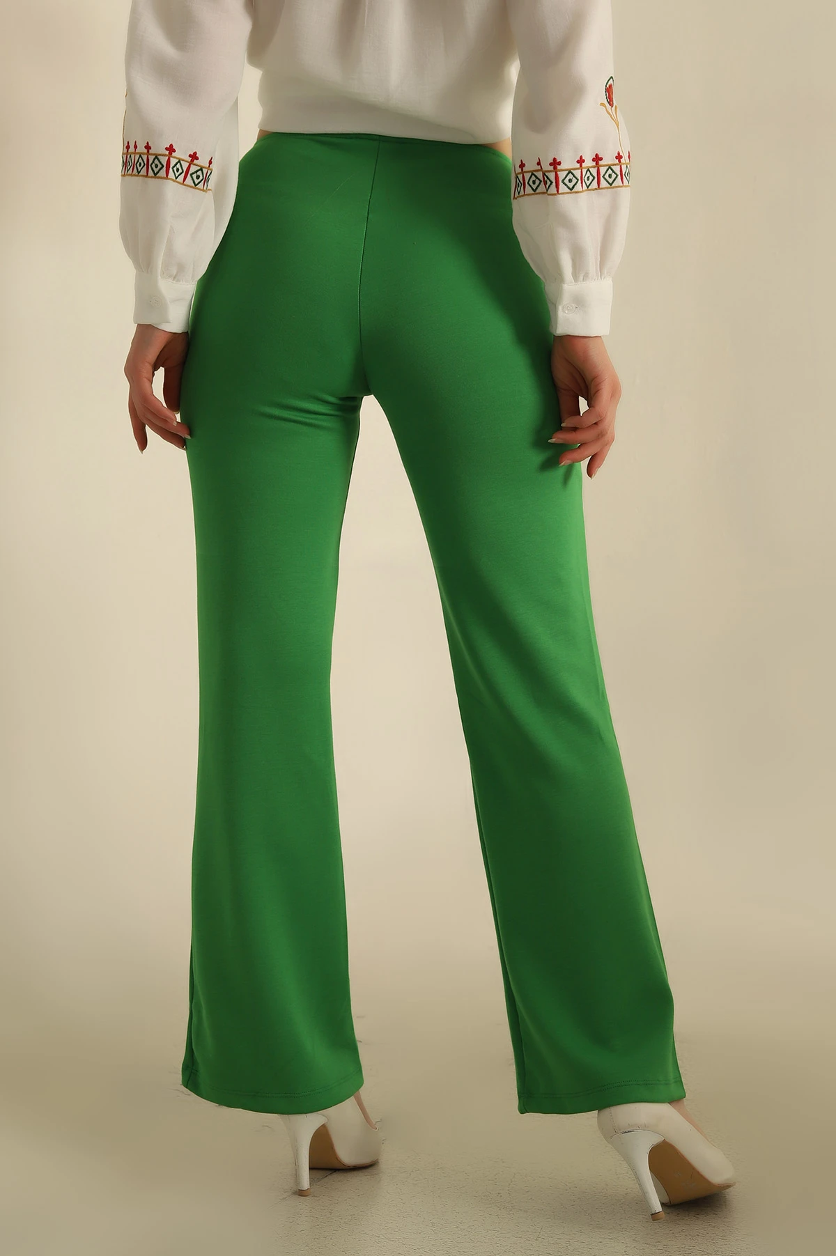 Yeşil Modal Kumaş Çimalı Bayan Pantolon 265925