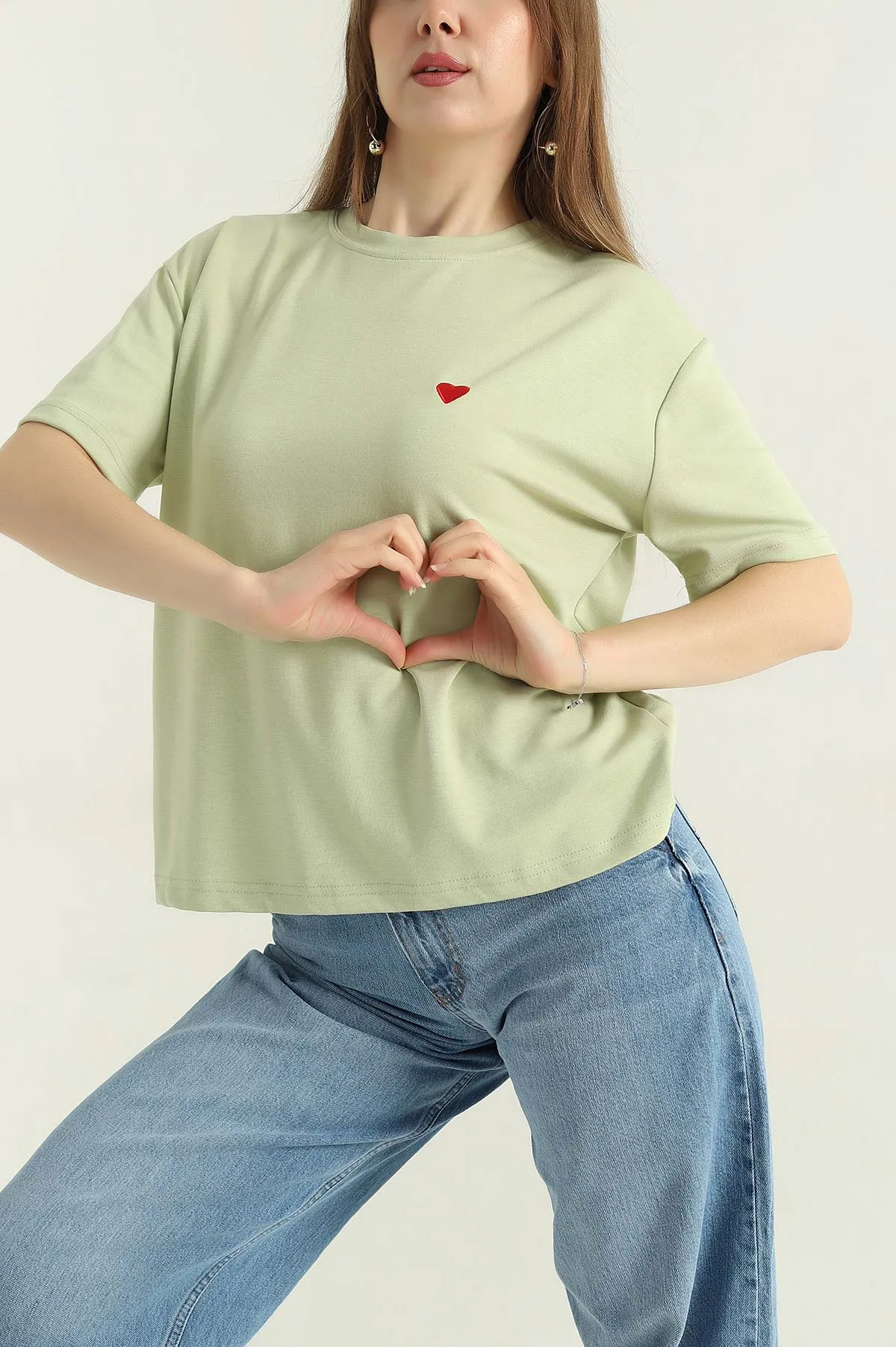 Yeşil Nakış Detay Modal Kumaş Kadın Bluz 353653