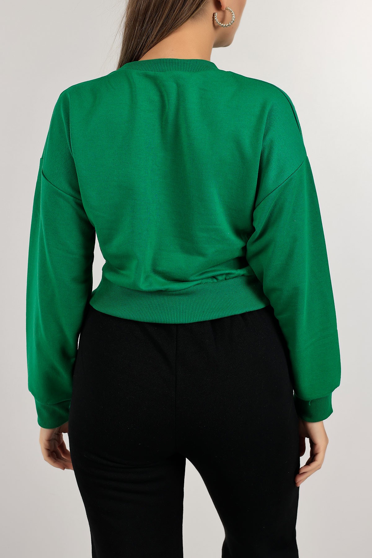 Yeşil Nakışlı Bayan Sweat 141320