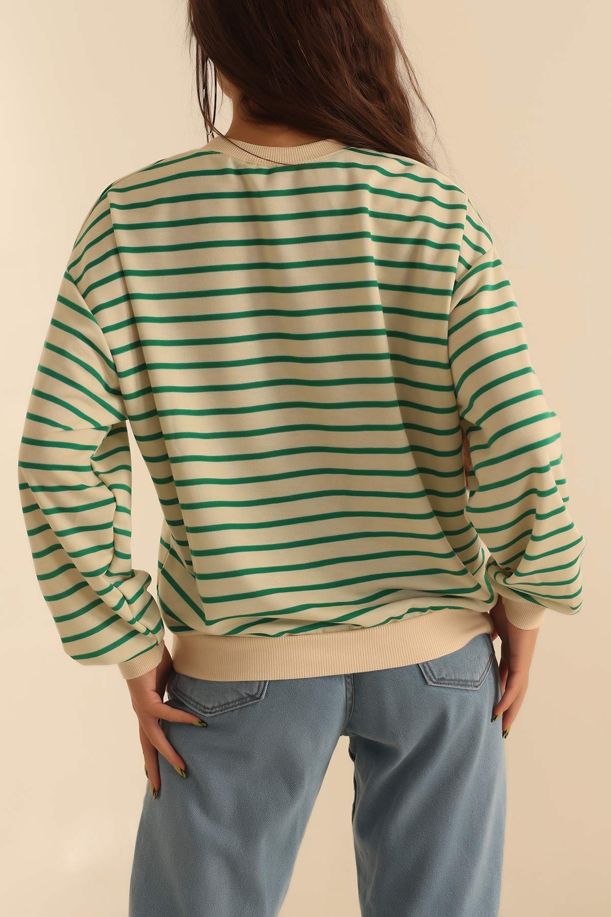 Yeşil Nakışlı İki İp Sweat 201596