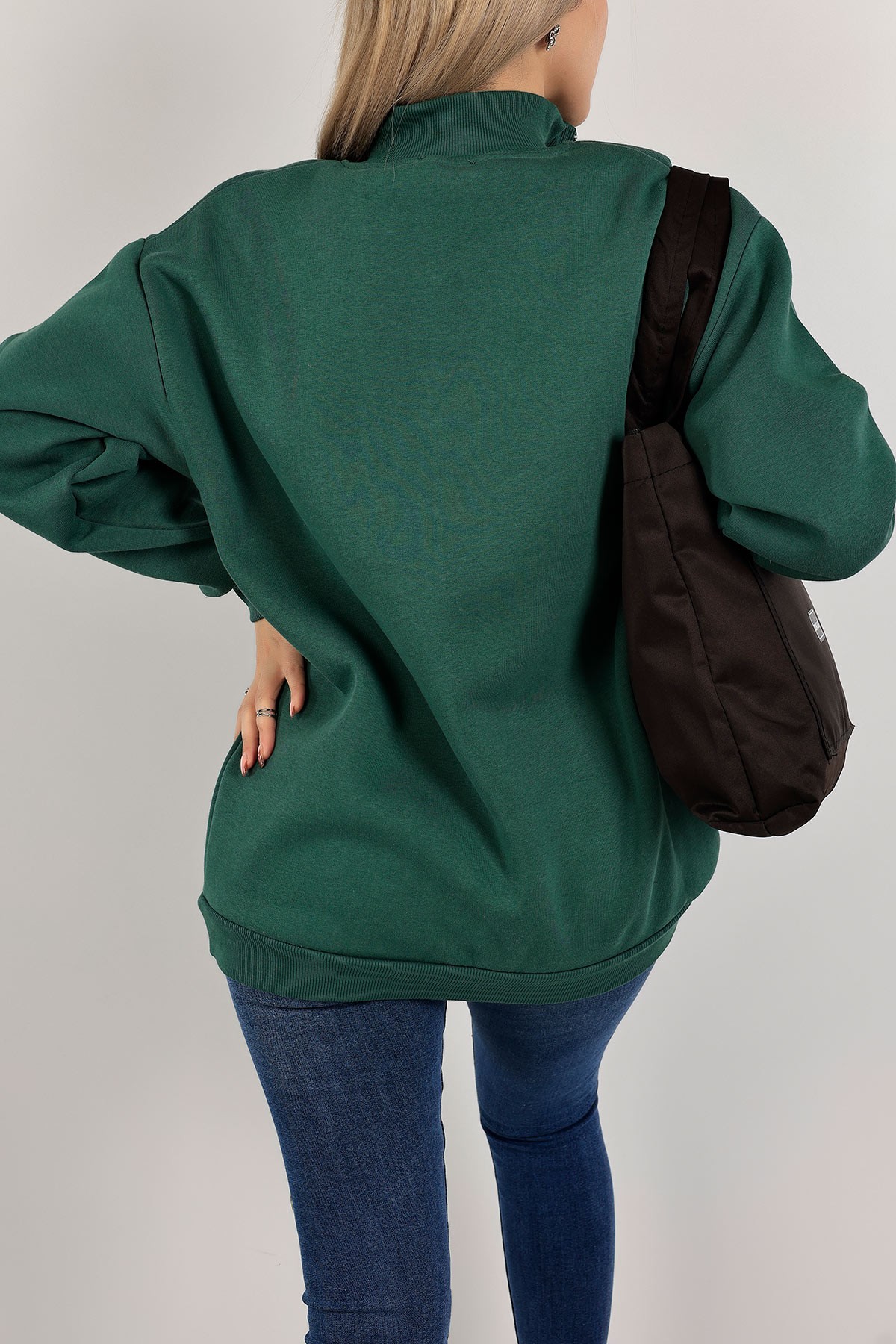 Yeşil Nakışlı Salaş Sweat 142972