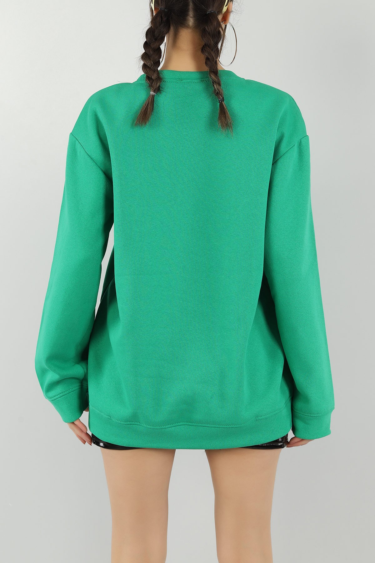 Yeşil Nakışlı Şardonlu Bayan Sweat 149183
