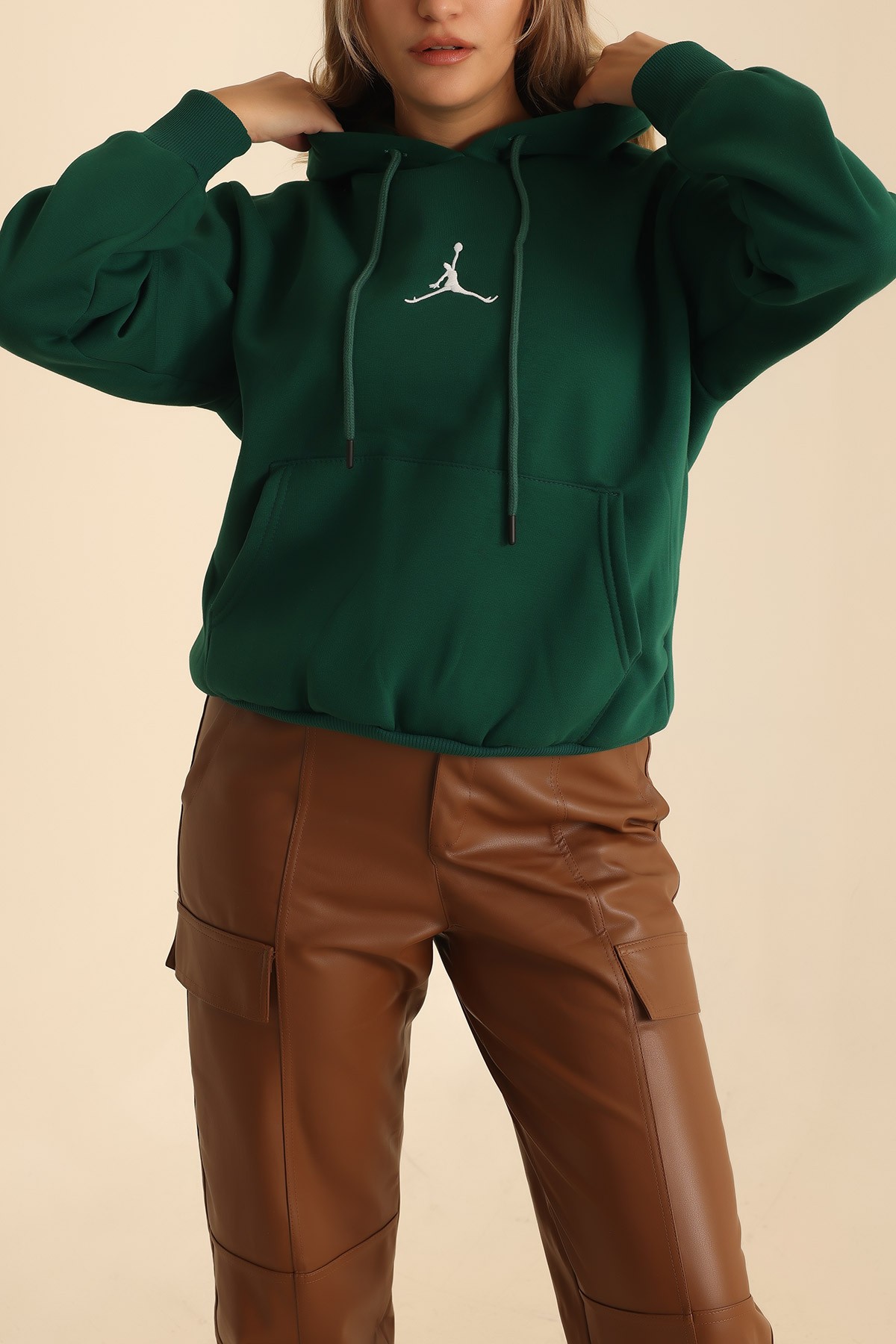 Yeşil Nakışlı Şardonlu Bayan Sweat 215297