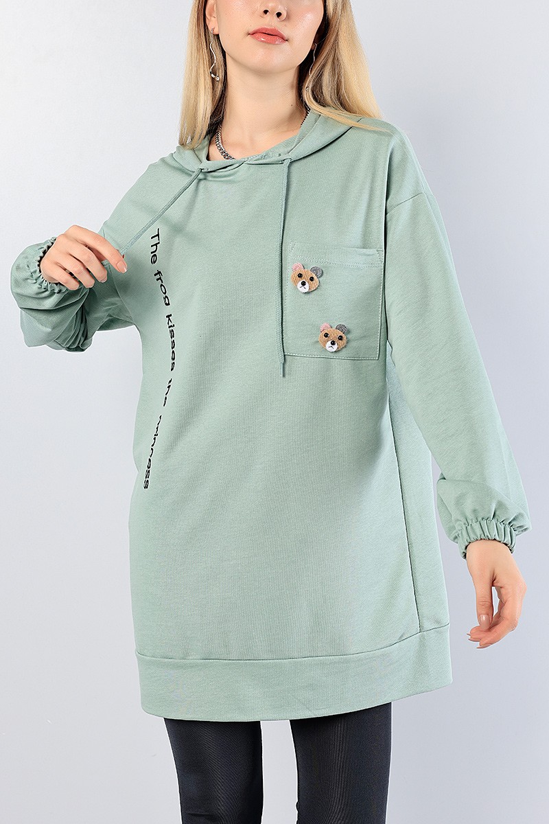 Yeşil Nakışlı Sweat Tunik 81205