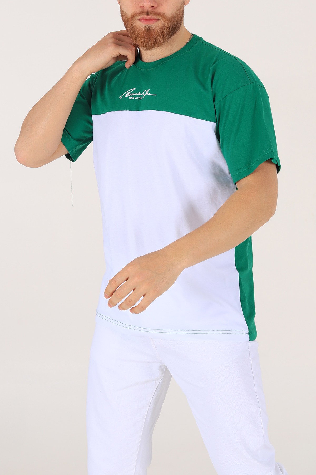Yeşil Oversize Baskılı Erkek Tişört 171989