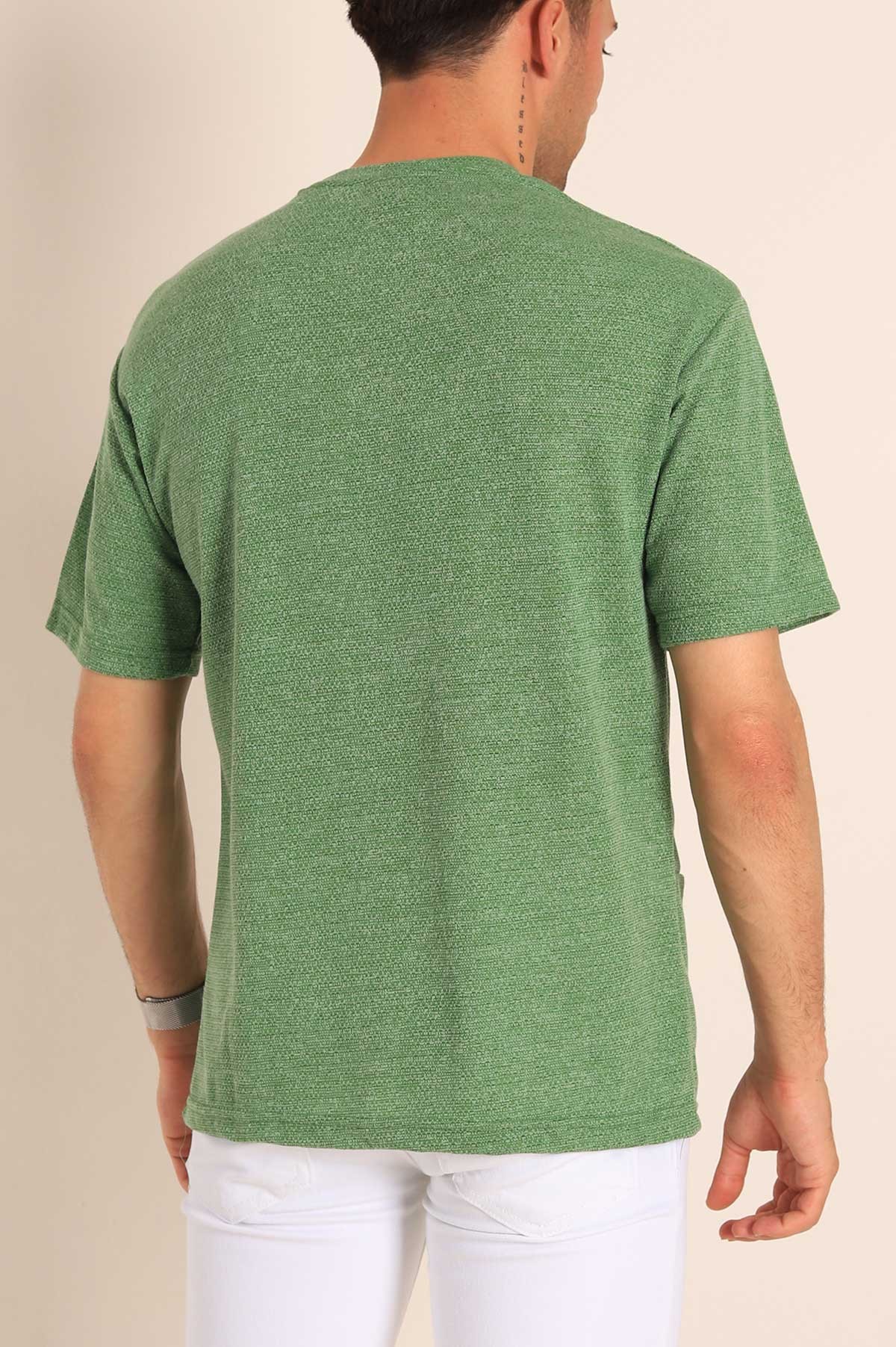 Yeşil Oversize Dikiş Detaylı Erkek Tişört 181844