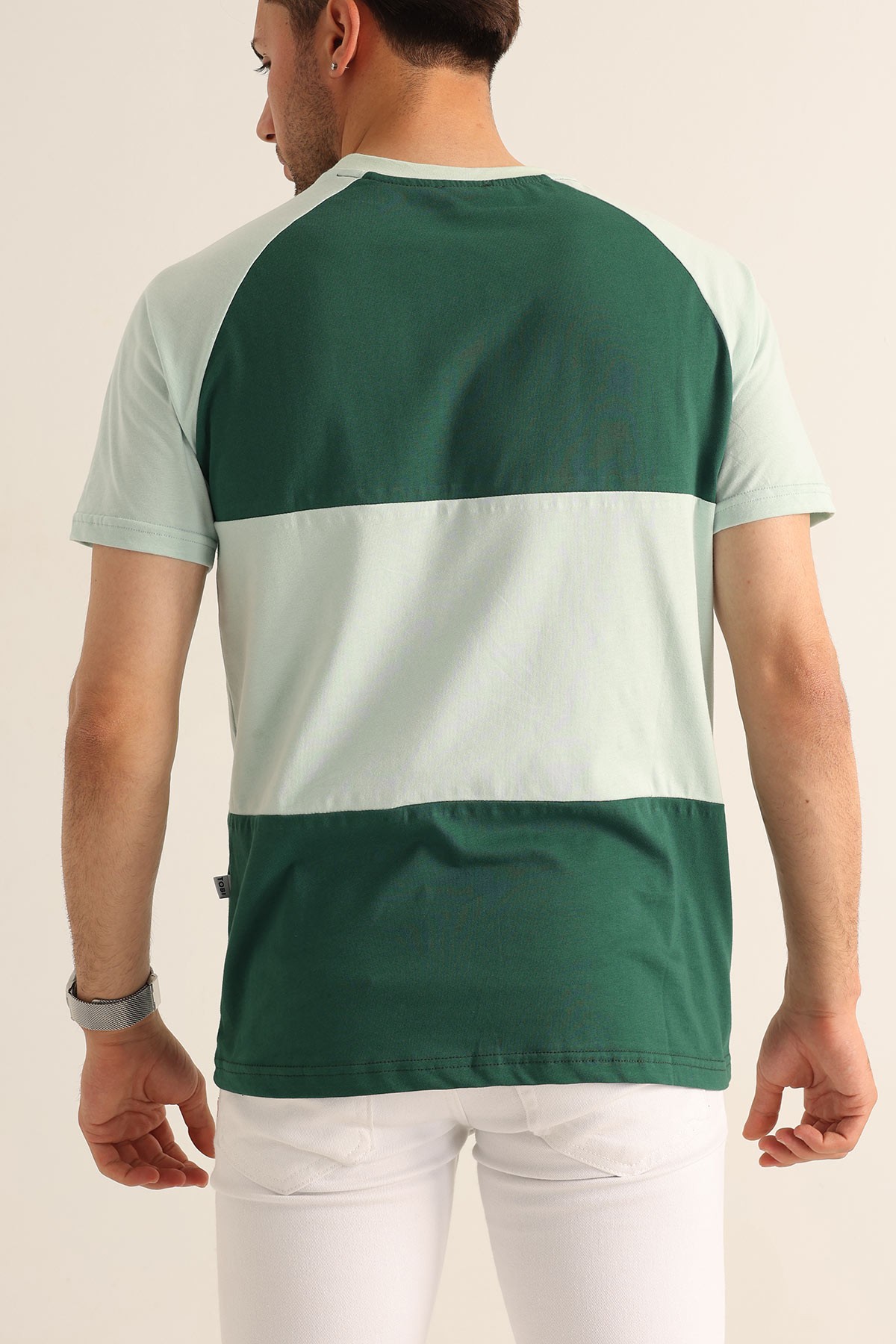 Yeşil Oversize Reglan Kol Yazı Detay Erkek Tişört 182281