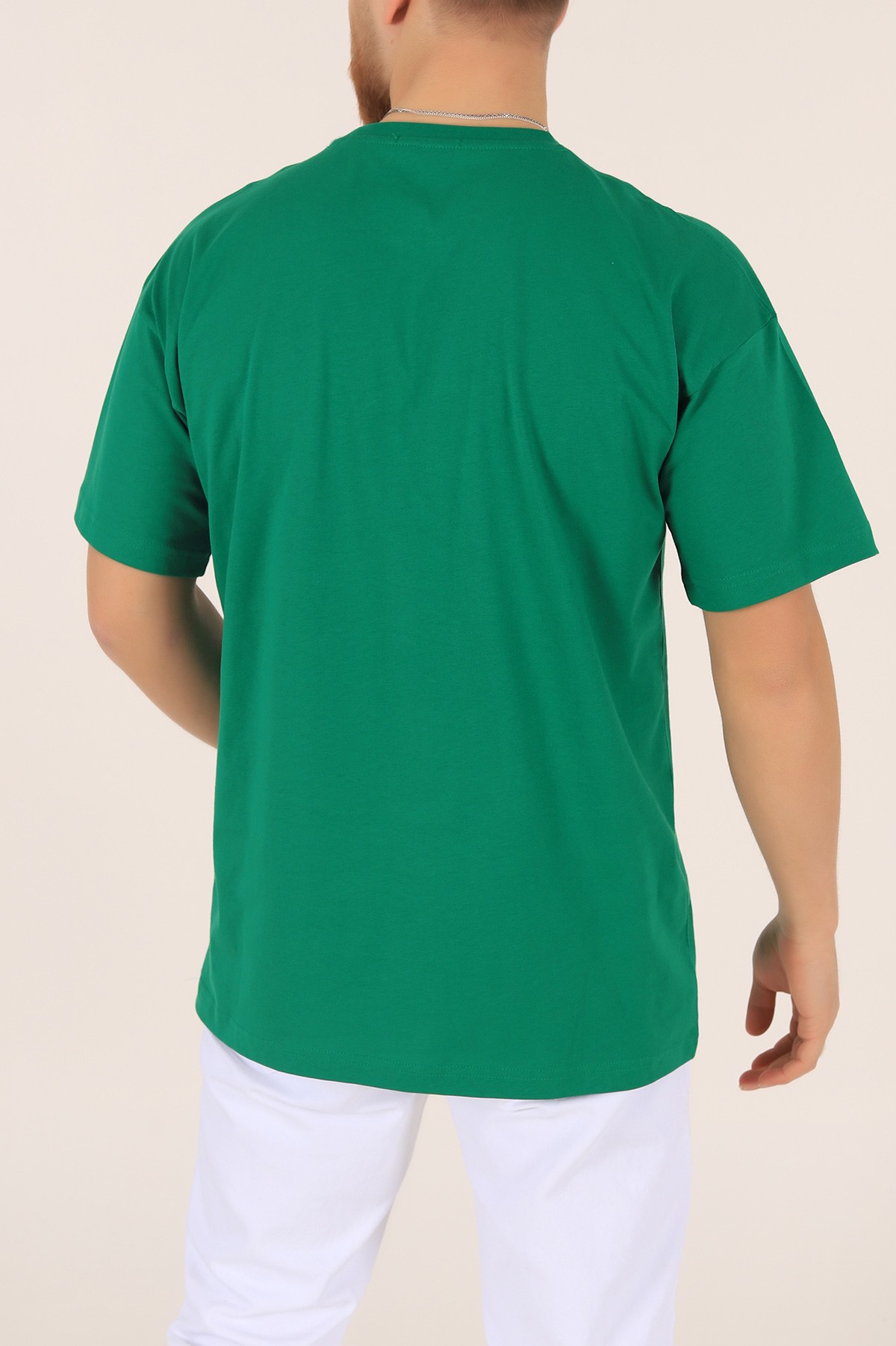 Yeşil Oversize Yazı Baskılı Cep Detay 169646