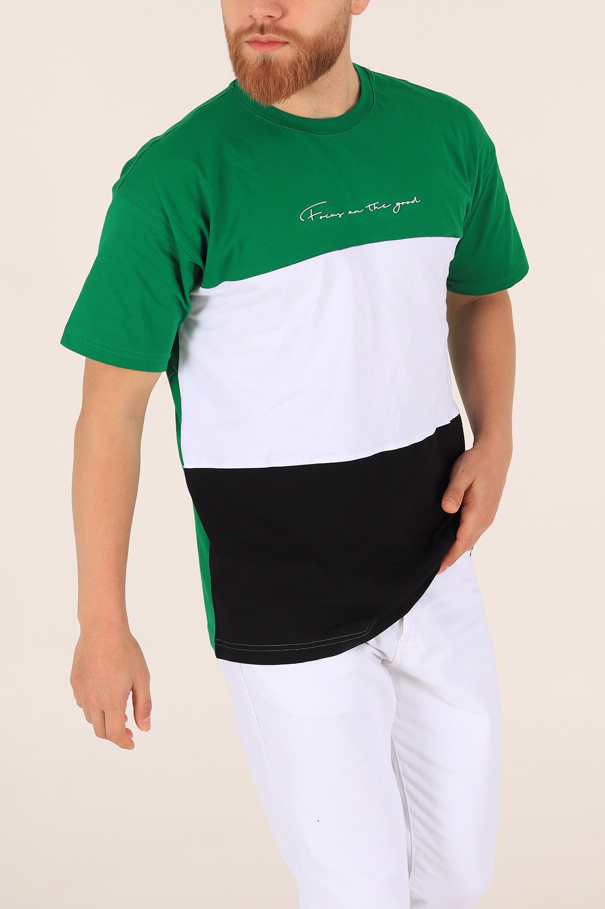 Benetton Yeşili Oversize Yazı Baskılı Tişört 171960