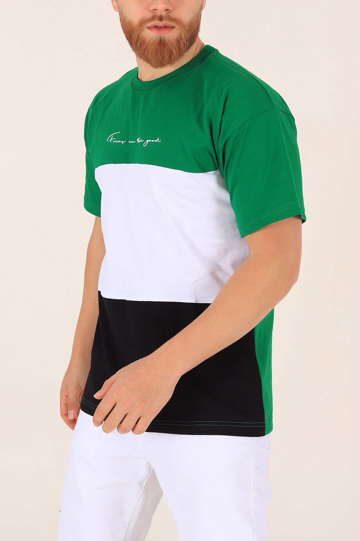 Benetton Yeşili Oversize Yazı Baskılı Tişört 171960
