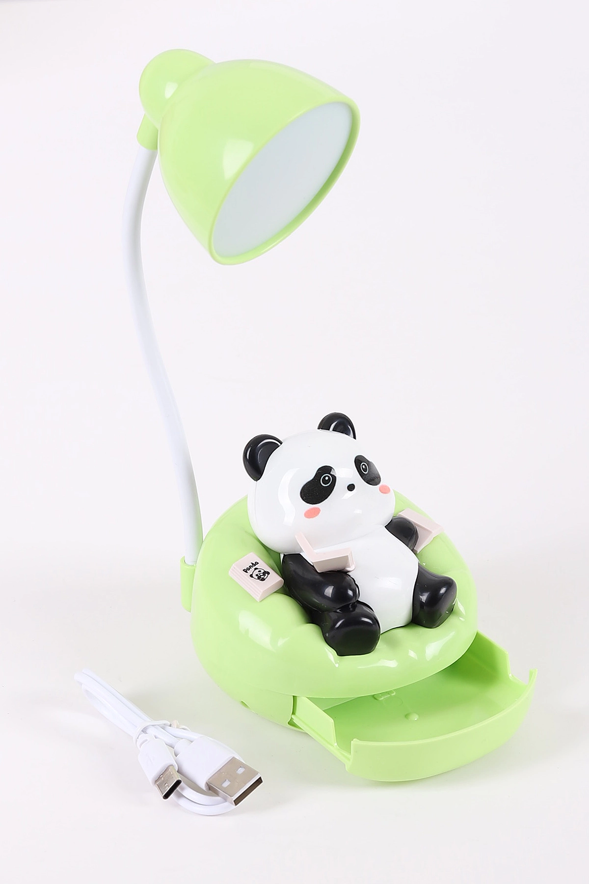 Yeşil Panda Figürlü Şarj Edilebilir 3 Kademeli Telefon Tutucu Özellikli Masa Lambası 442943